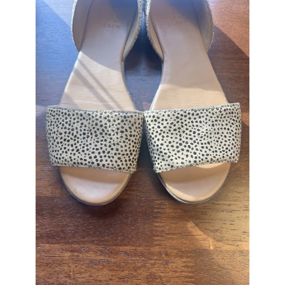 J.Crew Morgan Calf-Hair Peep Toe Flats 9 Tan/Black Spotted Leopard - Picture 2 of 7